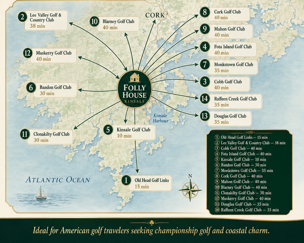 Folly House — Your Golf Base in Kinsale, 14 courses within 40km